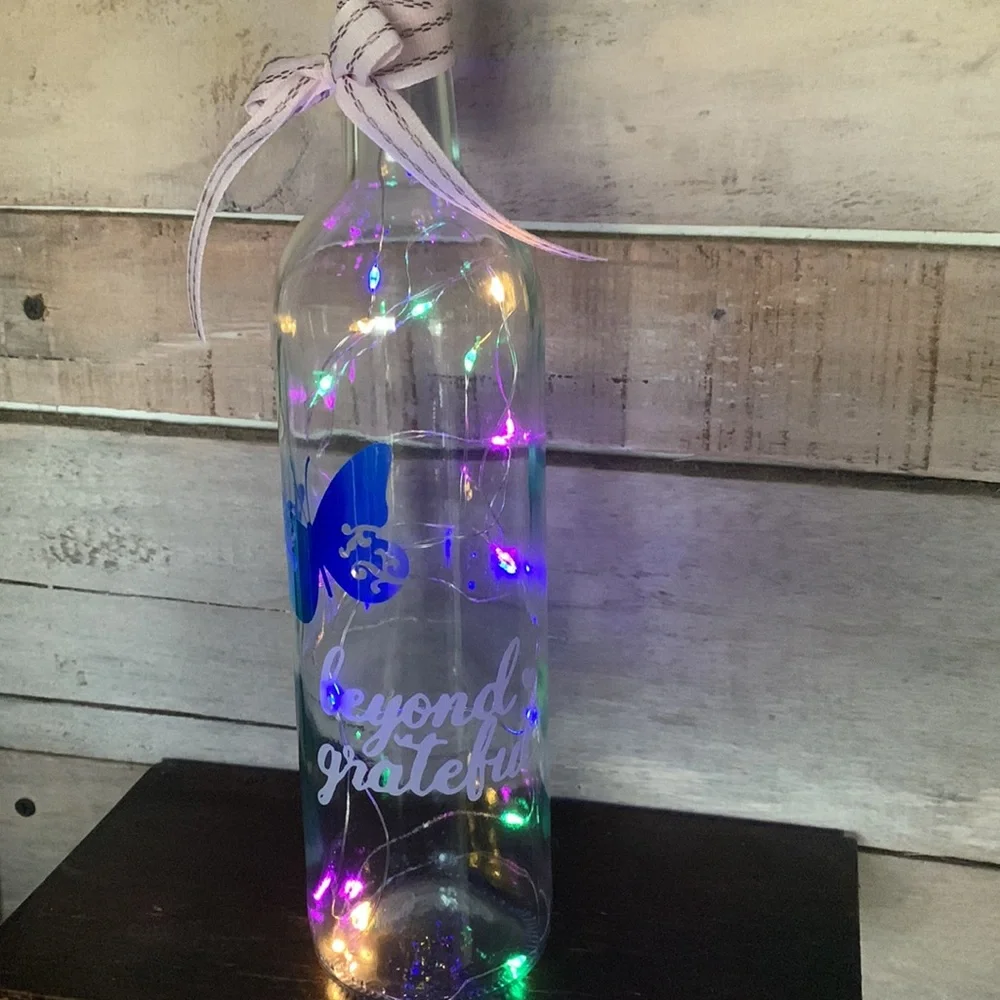 Beyond Grateful wine bottle lantern
